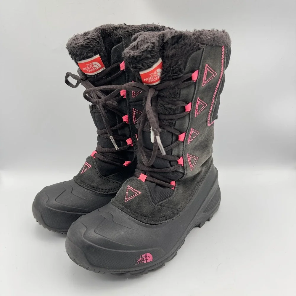 The North Face Girls Shellista Black Pink Waterproof Winter Snow Boots Size 5